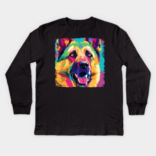 German Shepherd Dog Pop Art - Dog Lover Gifts Kids Long Sleeve T-Shirt